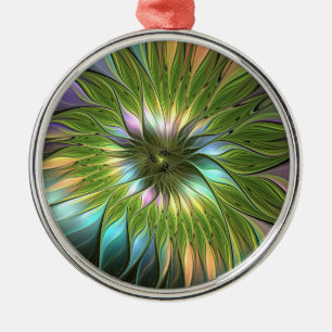Ornement En Métal Lumineuse couleur Imaginaire Fleur Fractale ronde