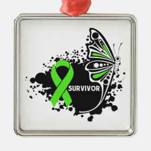 Ornement En Métal Lymphome non-hodgkins de papillon Abstrait surviva