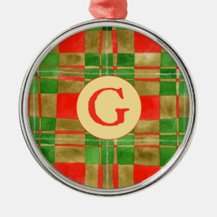 Ornement En Métal MAC GREGOR TARTAN Premium Round Orament + Initial