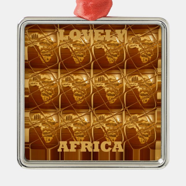Ornement En Métal Magnifique carte africaine Imprimer Design doré (Devant)