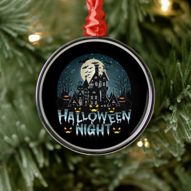 Ornement En Métal Maison hantée, Soirée d'Halloween effrayante (Arbre)