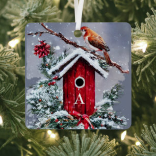 Ornement En Métal maisonnette de Noël initiale