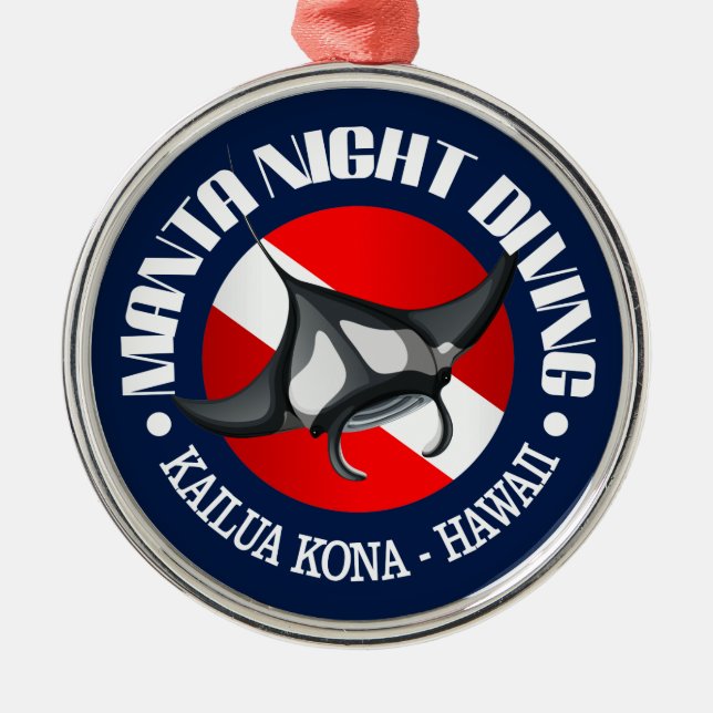 Ornement En Métal Manta Night Diving (Kailua Kona) (Devant)