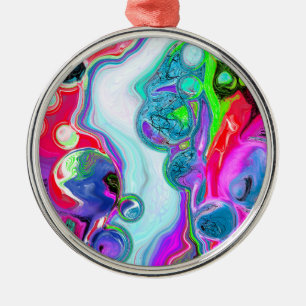 Ornement En Métal Marbre blanc River Colorful Digital Fluid Art