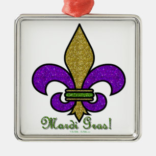 Ornement En Métal Mardi Gras Fleur De Lis Coloré
