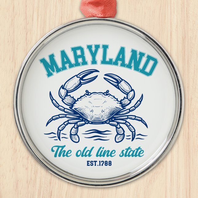 Ornement En Métal Maryland Old Line State Crab Graphic (Créateur téléchargé)