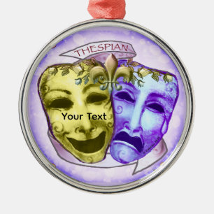 Ornement En Métal Masques d'acteur jaune violet