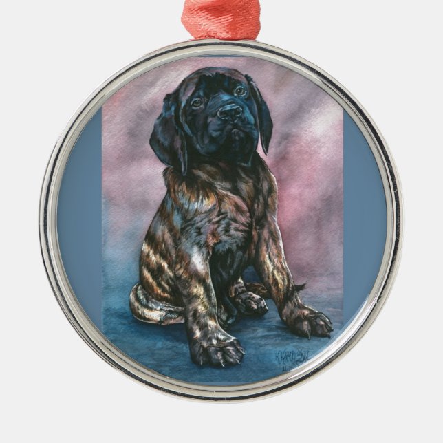 Ornement En Métal Mastiff Brindle de bébé (Devant)