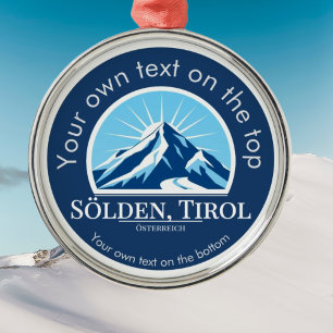 Ornement En Métal Médaillon Sölden Tirol Autriche ski Ornement Métal