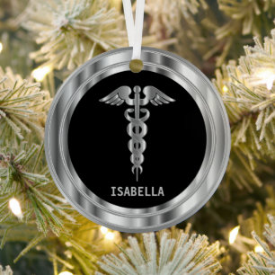 Ornement En Métal  Medical Symbol 👨‍⚕️ - Black and Silver