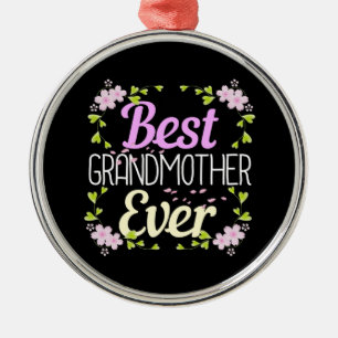 Ornement En Métal Meilleure grand-mère jamais - Rose Floral