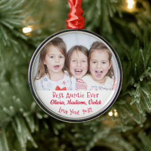 Ornement En Métal Meilleure Tante Jamais Personnalisée Photo Noël
