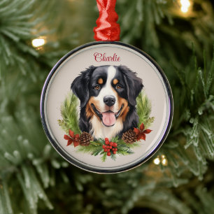 Ornement En Métal Mémoire de Noël pour chien de race Montagne Bernoi
