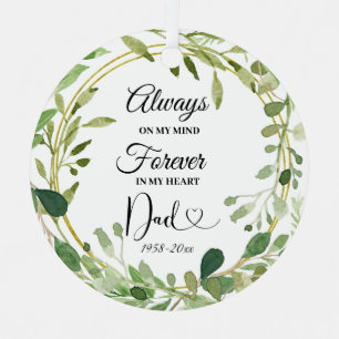 Ornement En Métal Mémorial d'amour géométrique verdoyant du père