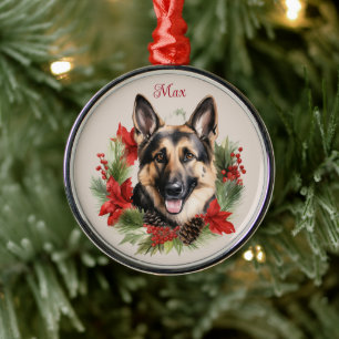 Ornement En Métal Mémorial de Noël pour chien de race Berger Alleman