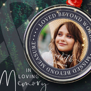 Ornement En Métal Memorial Love Beyond Words Élégant Photo Chic