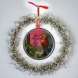 Ornement En Métal Mémorial personnalisé du cardinal rouge