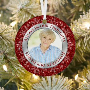 Ornement En Métal Memorial Photo Red Toujours dans nos pensées Noël