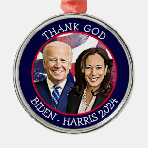 Ornement En Métal Merci à Dieu Biden et Harris Election 2024 Keepsak