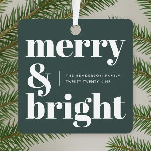 Ornement En Métal Merry and Bright   Stylish Forest Green