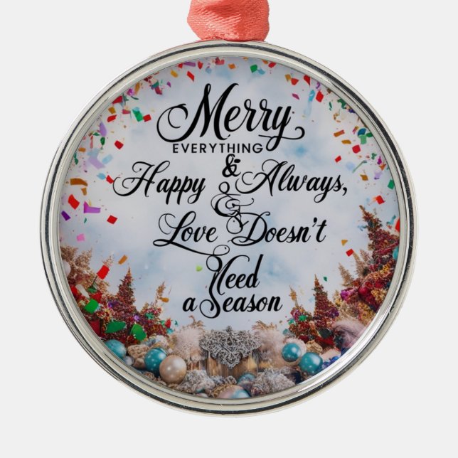Ornement En Métal Merry Everything & Happy Always” Premium Round  (Devant)