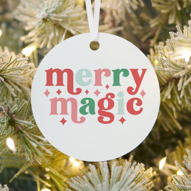 Ornement En Métal Merry Magic - Colorée Typographie de vacances (Insitu)