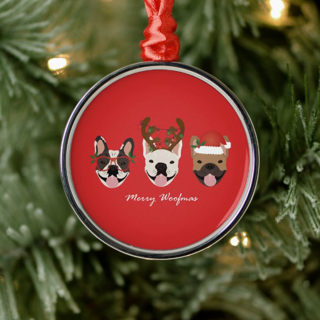 Ornement En Métal Merry Woofmas Têtes de Noël (Arbre)