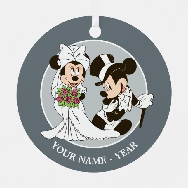 Ornement En Métal Mickey et Minnie Mariage | Se marier (Recto)