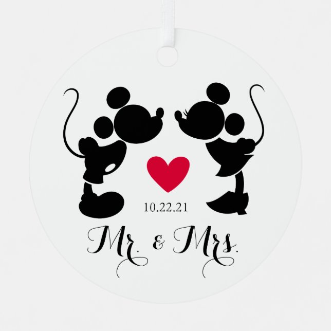 Ornement En Métal Mickey et Minnie Mariage | Silhouette (Recto)