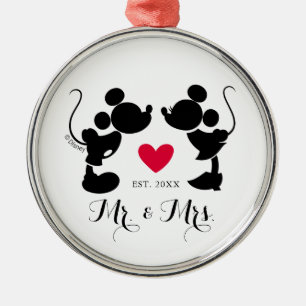 Ornement En Métal Mickey et Minnie Mariage   Silhouette