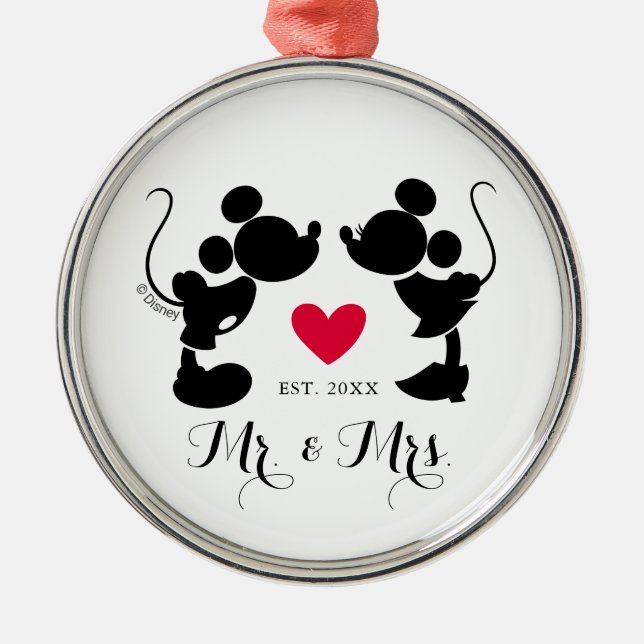 Ornement En Métal Mickey et Minnie Mariage | Silhouette (Devant)