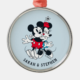 Ornement En Métal Mickey & Minnie Amour Éternel