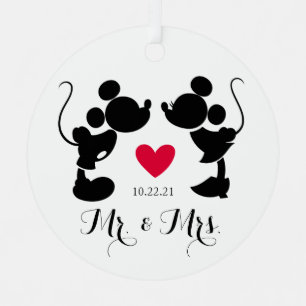 Ornement En Métal Mickey & Minnie Mariage Silhouette
