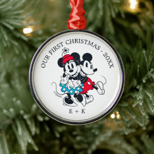 Ornement En Métal Mickey & Minnie   Notre premier Noël - Mariage