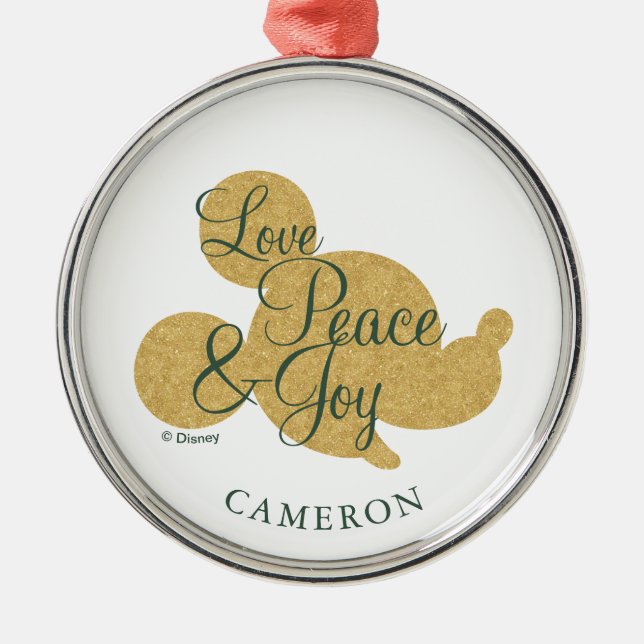 Ornement En Métal Mickey Mouse | Christmas Love, Peace & Joy (Devant)