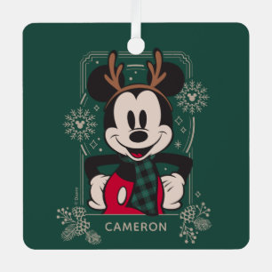 Ornement En Métal Mickey Mouse de Noël avec bois
