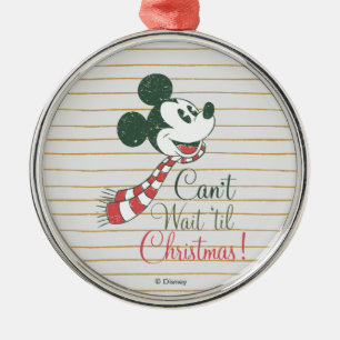 Ornement En Métal Mickey Mouse   J'attends Noël avec impatience !