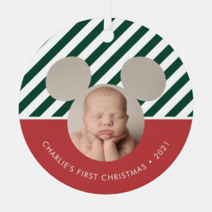 Ornement En Métal Mickey Mouse Le premier Noël de bébé - Photo