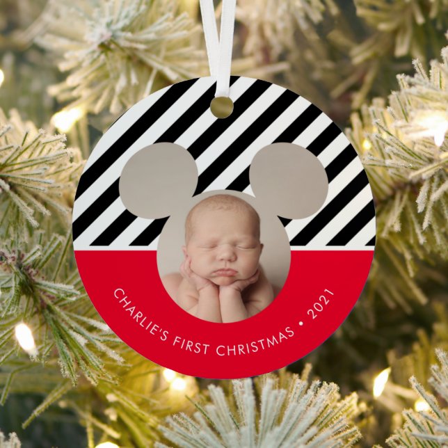 Ornement En Métal Mickey Mouse | Premier Noël du bébé - Photo (Insitu)