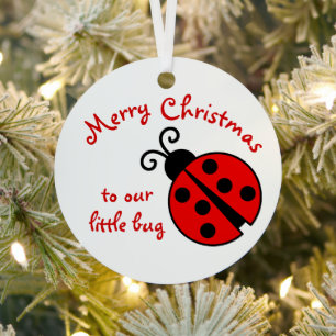 Ornement En Métal Mignonne à notre petit chien Joyeux Noël Ladybug