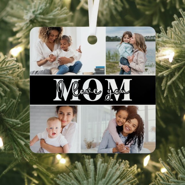 Ornement En Métal Mignonne JE T'AIME MOM Fête des Mères Photo (Insitu)
