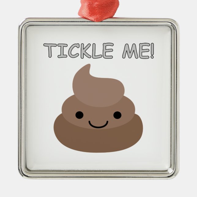 Ornement En Métal Mignonne Tickme Poop Emoji (Devant)
