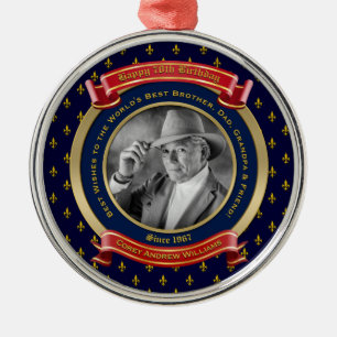 Ornement En Métal Milestone Birthday Gold Photo 70th 70th Blue Re