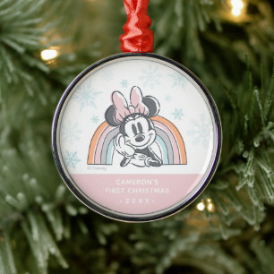 Ornement En Métal Minnie Mouse Arc-en-ciel   Le Premier Noël de Bébé