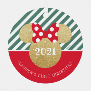 Ornement En Métal Minnie Mouse   Mon premier Noël - Rouge et Vert