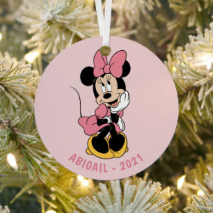 Ornement En Métal Minnie Mouse personnalisable Posant en rose