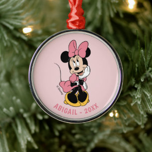 Ornement En Métal Minnie Mouse Posant en rose