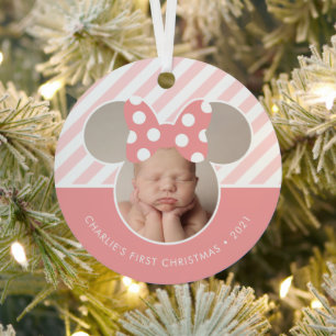 Ornement En Métal Minnie Souris - Rose   1er Noël du bébé - Photo