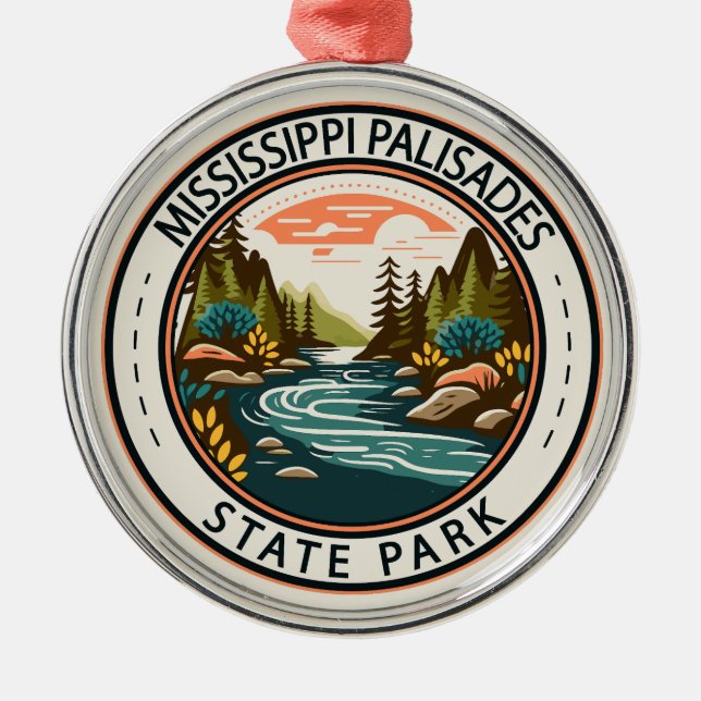 Ornement En Métal Mississippi Palisades State Park Badge Illinois (Devant)