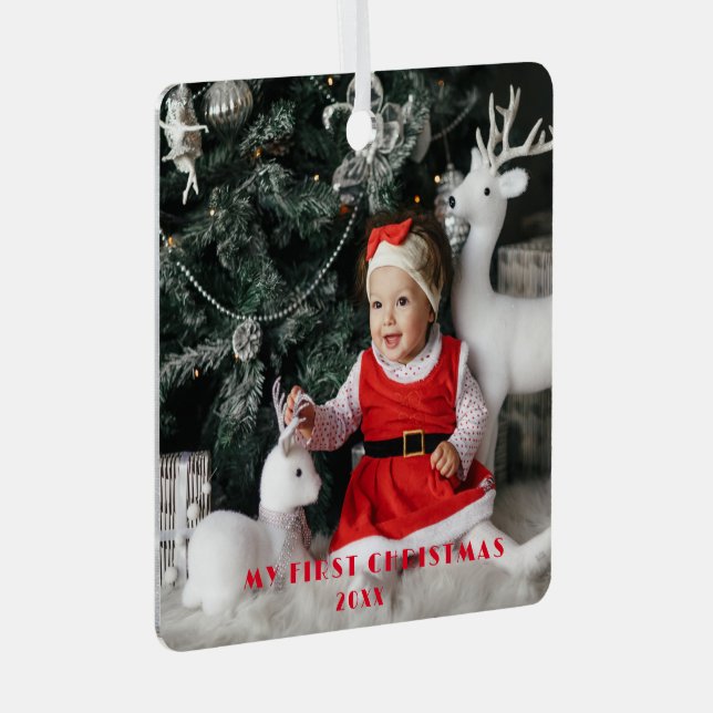 Ornement En Métal Mon premier Carré photo pour bébé de Noël (Avant droite)